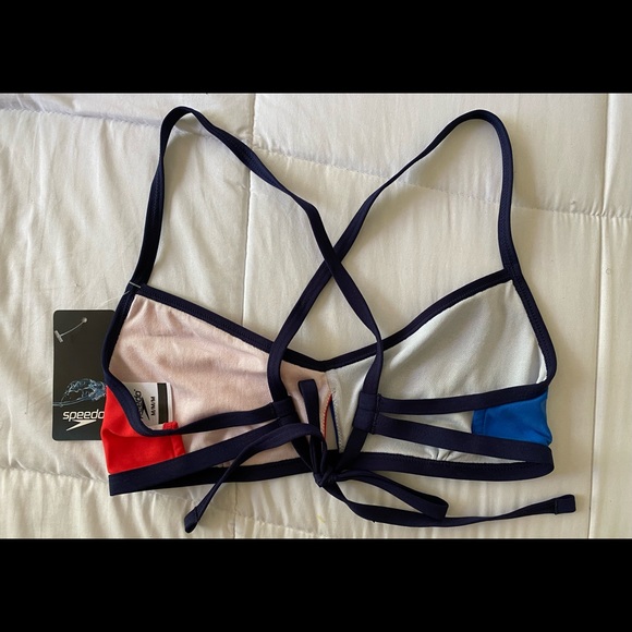 Speedo Women's Color Blocked Keyhole Tie Back Bikini Top. Sz. M - Picture 3 of 11